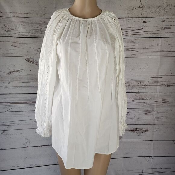 See by Chloe White Long Sleeve Cotton Tunic Shirt 38 - Picture 1 of 9
